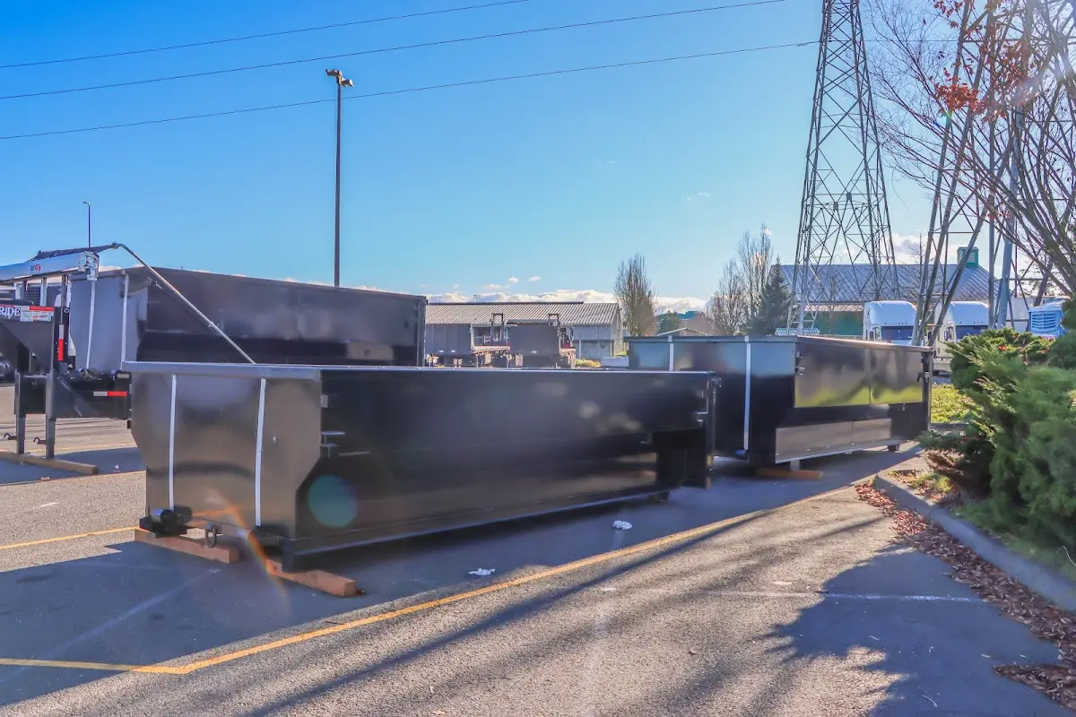 Roll-off dumpster ready for waste disposal at job site for 15 Yard Dumpster Rental in Leesburg